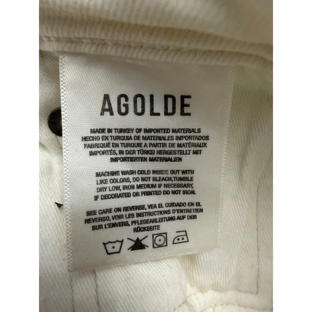 Agolde Toni Mid Rise Straight Leg Jeans Cream Off White‎ A133-1085 Size 30